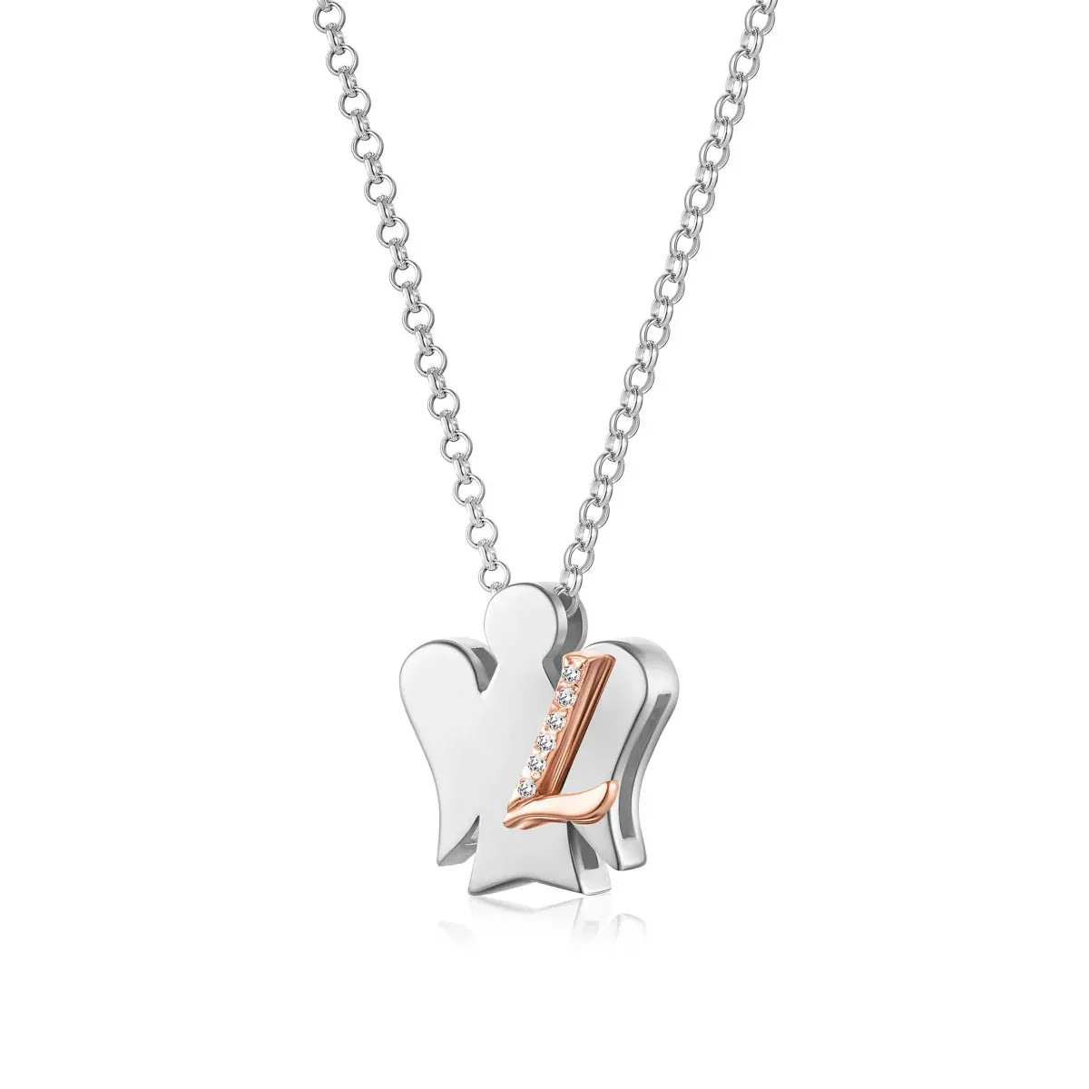 Collana Angelo Iniziale L in Argento